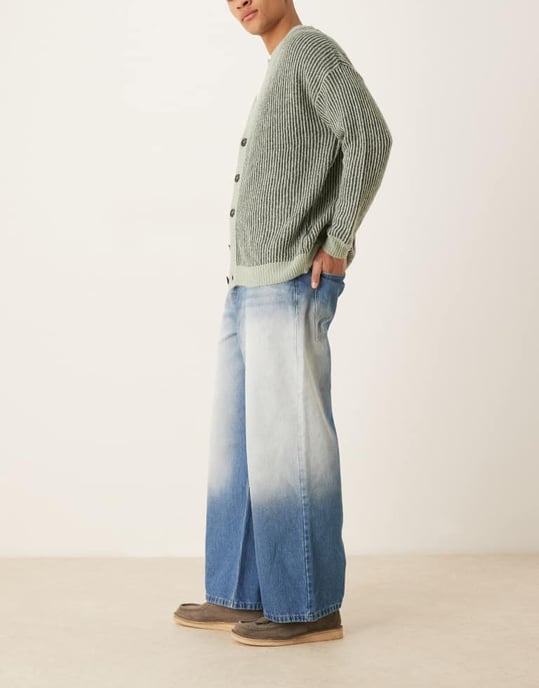 ASOS DESIGN super baggy med extrem sidoventilation i mid blue wash - Image 2