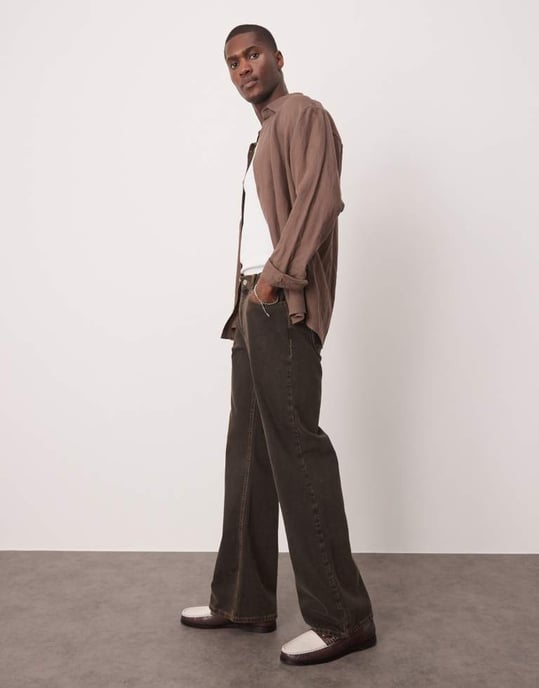 ASOS DESIGN vida flare jeans i brun tvätt - Image 3