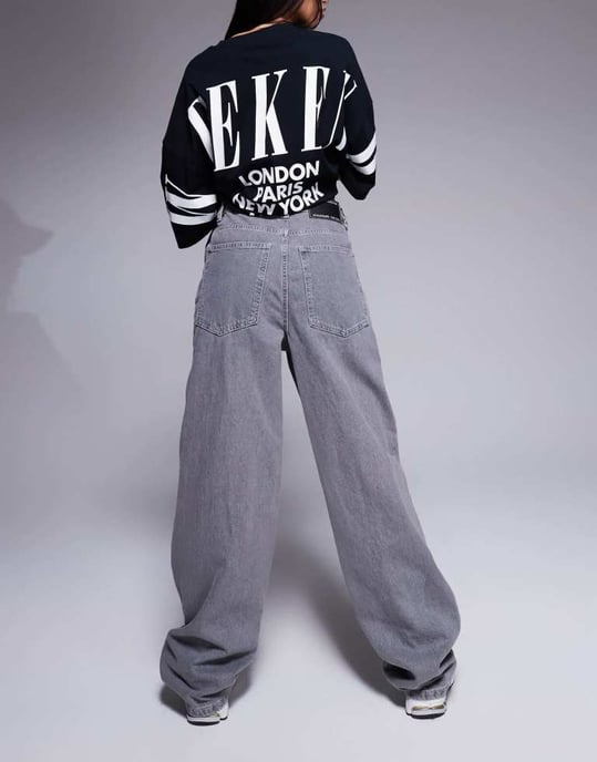 Weekend Collective baggy tunnelformade jeans i tvättad grå - Image 2