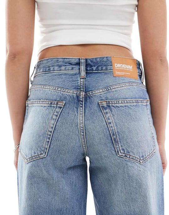 Dr Denim Rhue låghöga vida flare jeans med rivningar i stream sky fade tvätt - Image 4