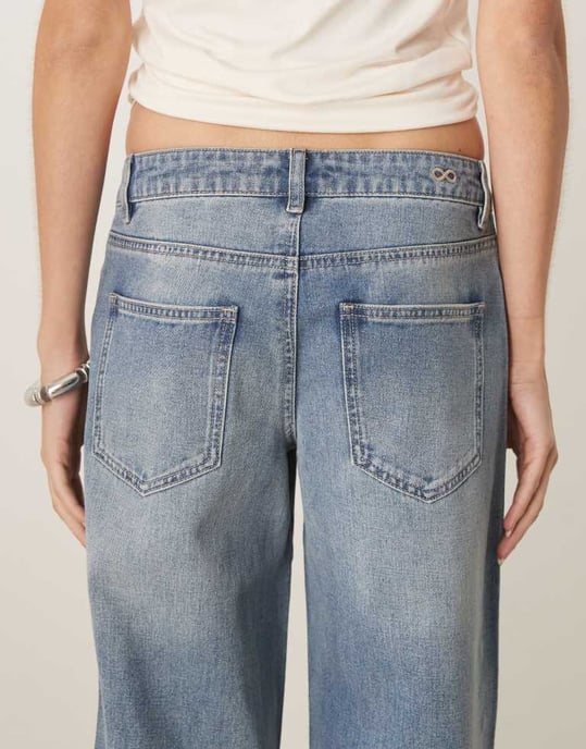 JDY Långa västerländska vida jeans med nitar i ljusblå tvätt - Image 4