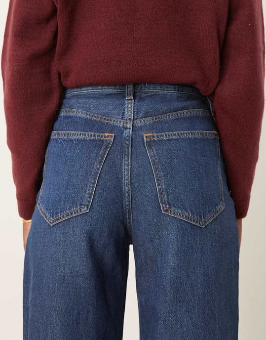 Abercrombie & Fitch high rise cropped wide leg jean in blue wash - Image 4