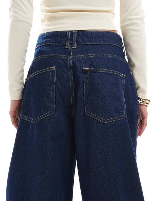 ASOS DESIGN hög midja barrel leg jeans i tvättad denim - Image 4