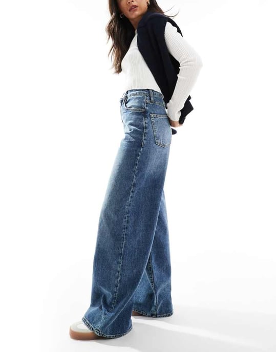 AWARE extreme wide leg jeans in medium blue denim - Image 3