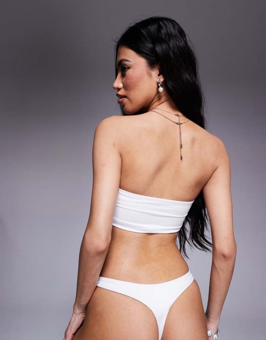 ASOS DESIGN Maya mix and match slank bandeau bikiniöverdel i vit - Image 2