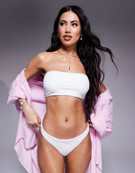 ASOS DESIGN Maya mix and match slank bandeau bikiniöverdel i vit - Image 4