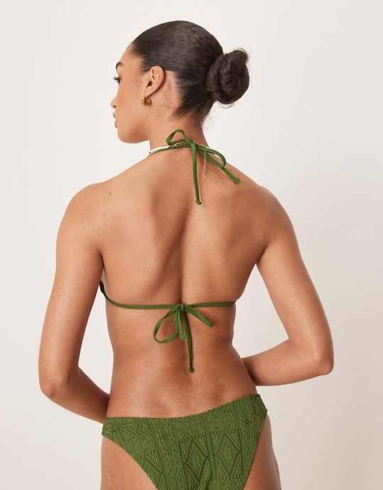 ASOS DESIGN Bertie broderie trekantstopp i olivgrön - Image 3