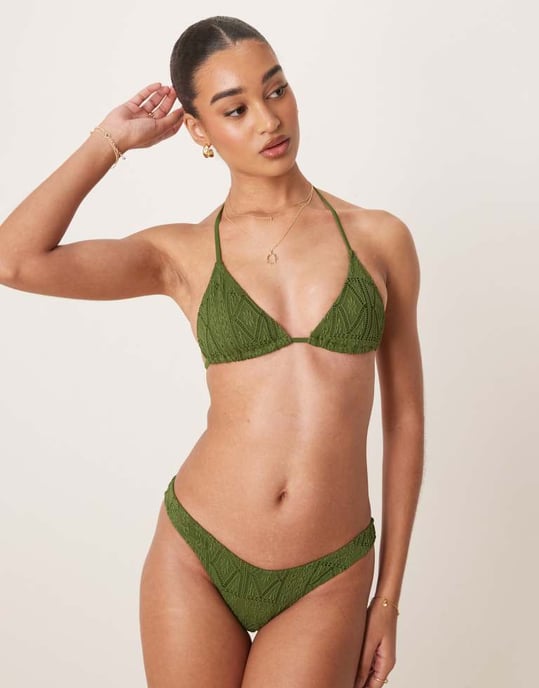 ASOS DESIGN Bertie broderie trekantstopp i olivgrön - Image 4