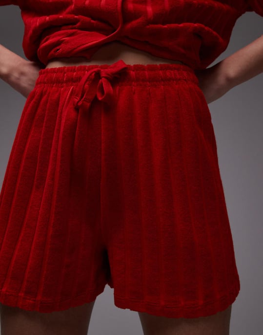 Topshop badhandduksbyxor set i röd - Image 4