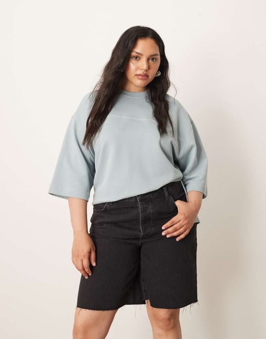 ARRANGE Curve Wilson denim slouchy shorts i tvättad svart - Image 4