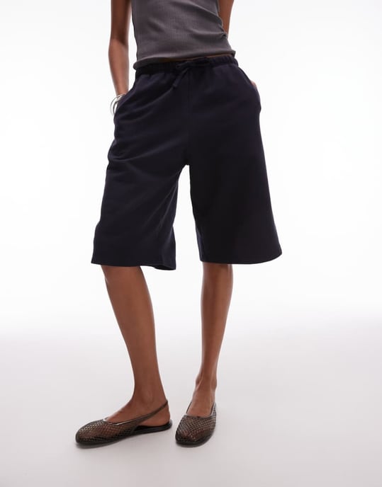 ARKET snöre jersey bermudashorts i mörkblått - Image 2