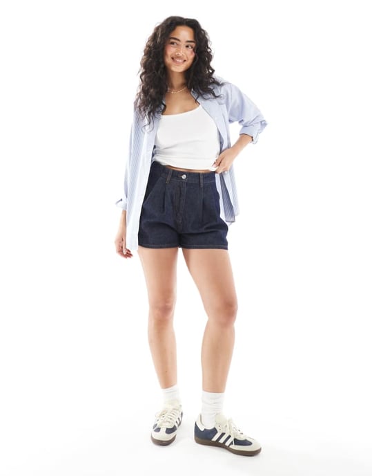 ASOS DESIGN denimfållad short i indigo - Image 3