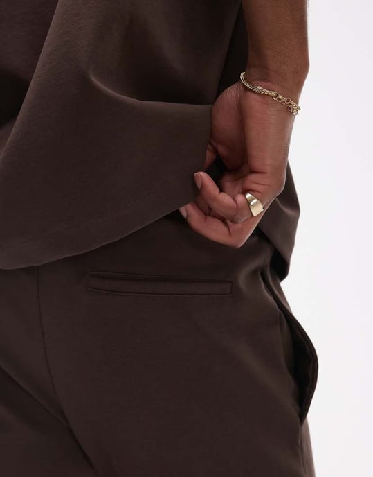 Topman premium interlock raka ben jogger i brunt - Image 4
