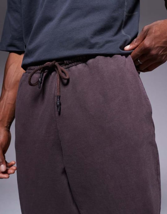 ASOS DESIGN oversized joggers i tvättad mörkbrun - Image 3