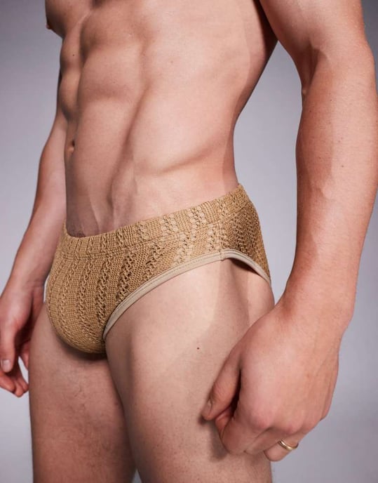 ASOS DESIGN virkade badbyxor i brunt - Image 2