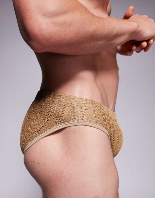 ASOS DESIGN virkade badbyxor i brunt - Image 3