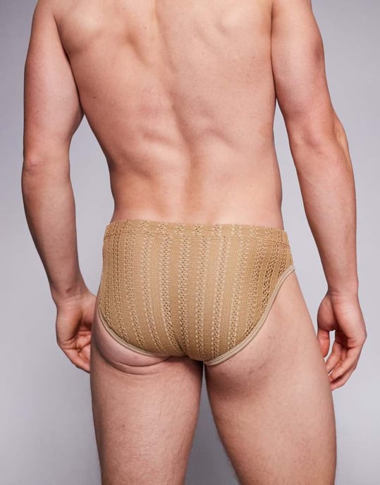ASOS DESIGN virkade badbyxor i brunt - Image 4