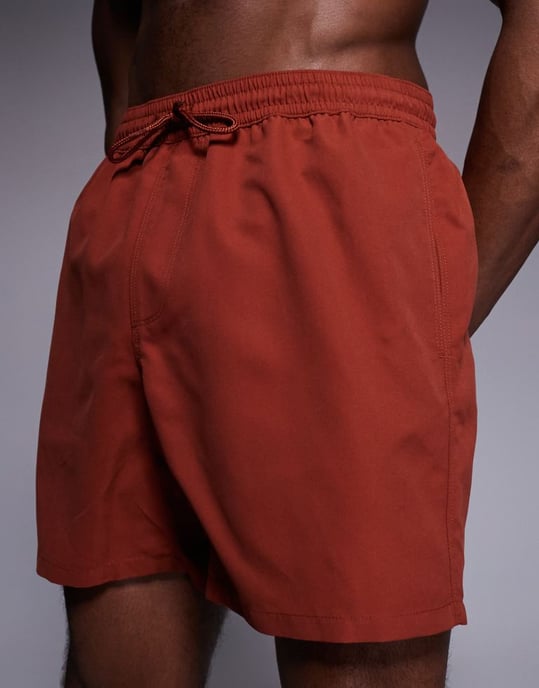 ASOS DESIGN badbyxor i mid längd i rostfärgad - Image 2