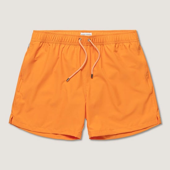 Classic solid swimshorts in blazing orange with front tie string - Image 2