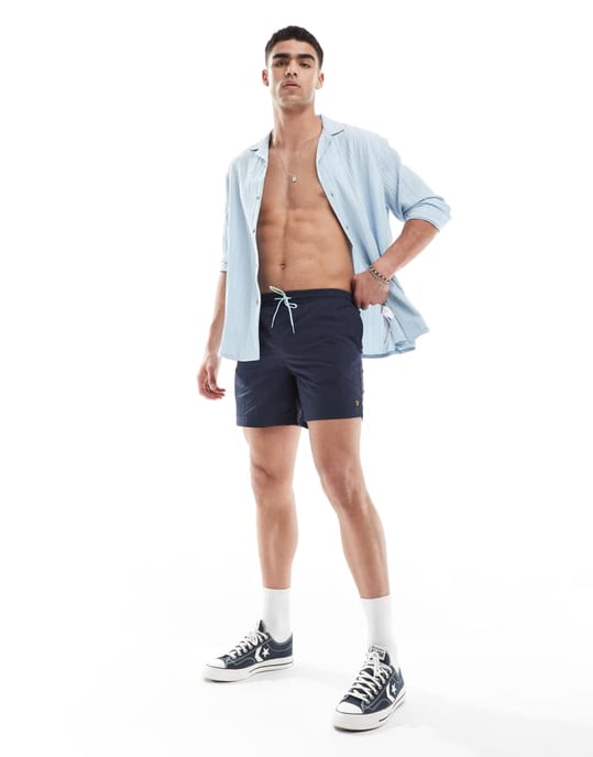 Farah colbert baddräktsshorts i marinblå - Image 2
