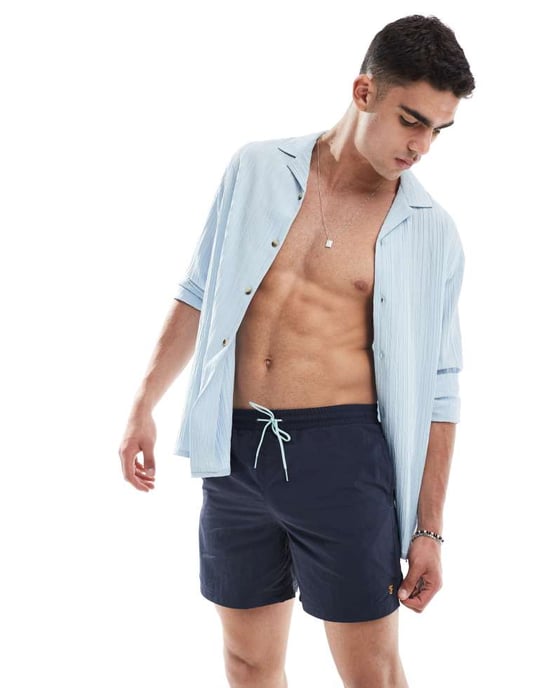 Farah colbert baddräktsshorts i marinblå - Image 4