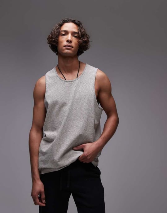 Topman finrandig väst i ecru - Image 1