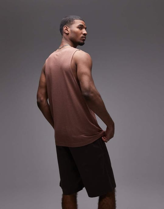 Topman finrandig väst i brunt - Image 2
