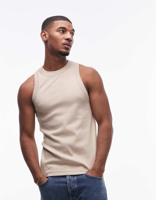 Topman figurnära ribbväst med hög krage i sten - Image 2