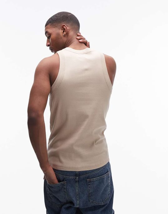 Topman figurnära ribbväst med hög krage i sten - Image 4