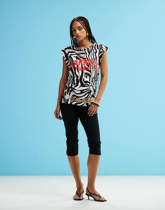 ASOS DESIGN båtringad zebra mönstrad tanktop med grafik - Image 2