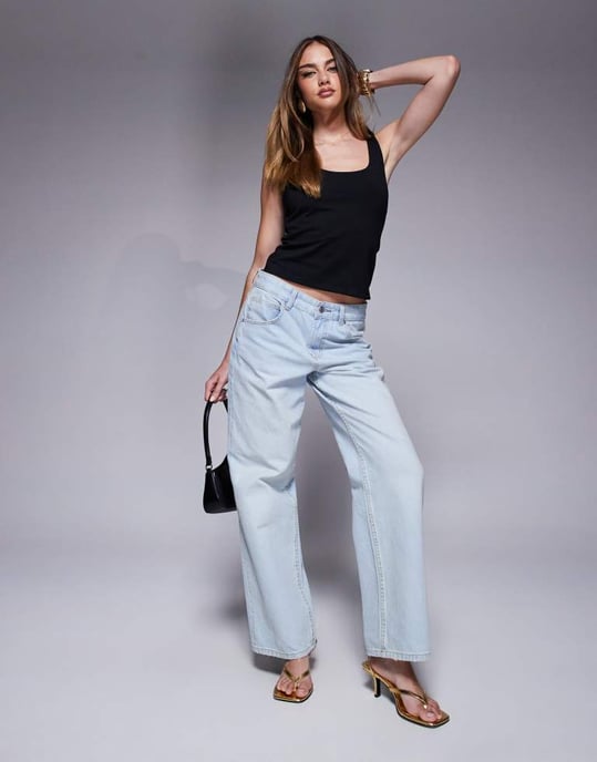 ASOS DESIGN dubbel lager fyrkantig halsringning linne topp i svart - Image 4