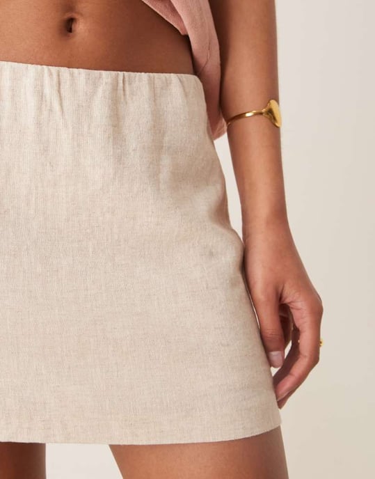 Abercrombie & Fitch draperad linnemix kjol i sten - Image 3