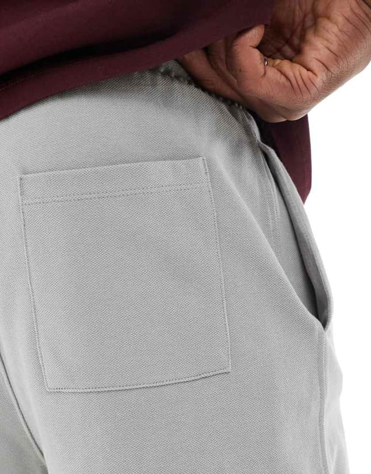 ASOS DESIGN slim piquéshorts i grått - Image 2