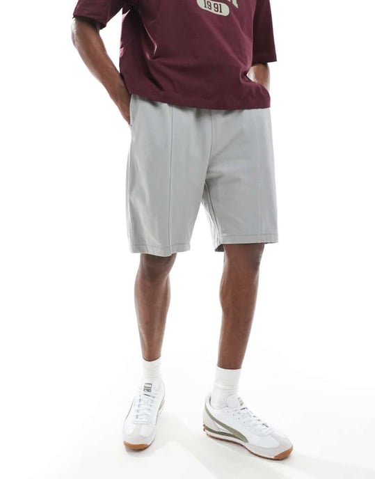 ASOS DESIGN slim piquéshorts i grått - Image 3