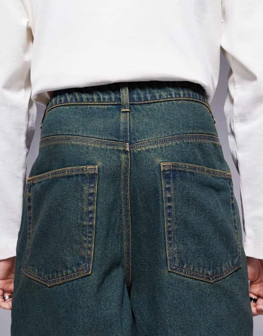 ASOS DESIGN längre denimshorts med grön nyans - Image 4