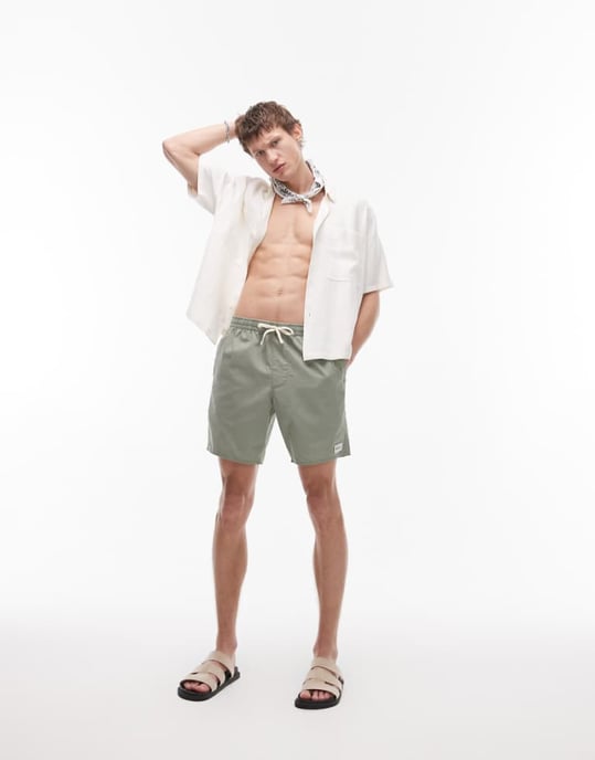 Rhythm classic linen jam short in green - Image 1