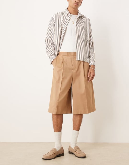 ASOS DESIGN smart oversize bermudashorts i stengrå - Image 4