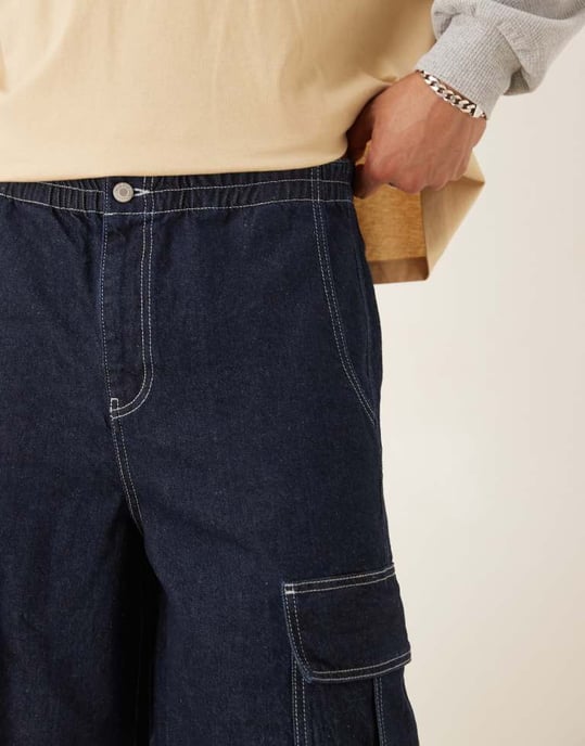 ASOS DESIGN lång denimjorts med dubbelveck i råtvätt - Image 2