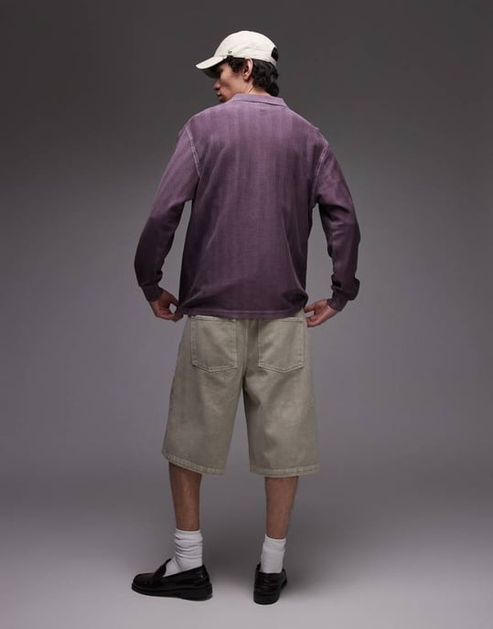 Topman tvättade twill-shorts i khaki - Image 3