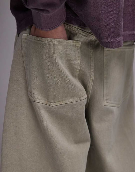 Topman tvättade twill-shorts i khaki - Image 4
