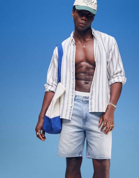 Weekday Galaxy baggy denimshorts i blått - Image 1