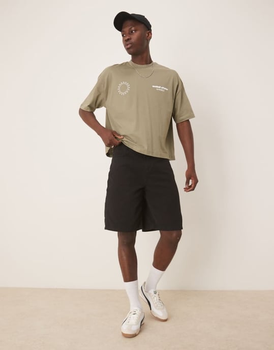 ASOS DESIGN långa snickarshorts i svart - Image 3