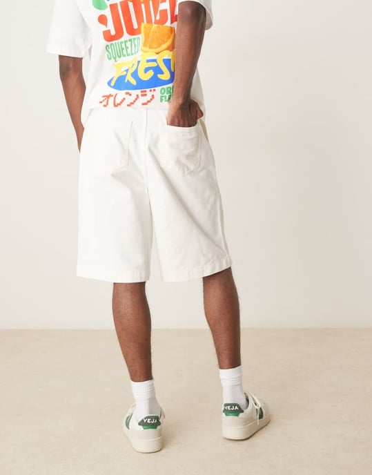 ASOS DESIGN långa plisserade shorts i sten - Image 4