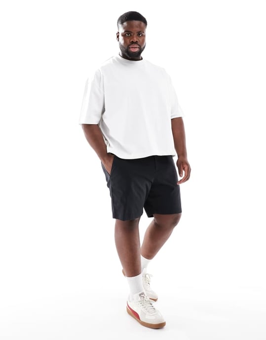 ASOS DESIGN smala chinoshorts med mellanhöjd i svart - Image 2