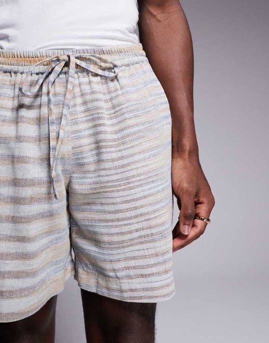 South Beach drawstring beach shorts in neutral stripe - Image 4