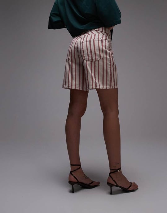 Topshop denimjorts i röd rand - Image 3