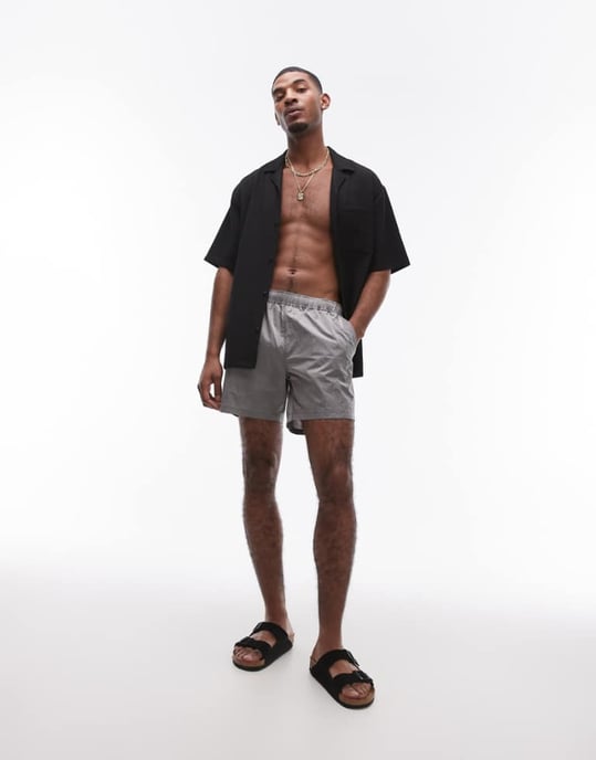 Topman metallbaddräkt i kolgrå - Image 1