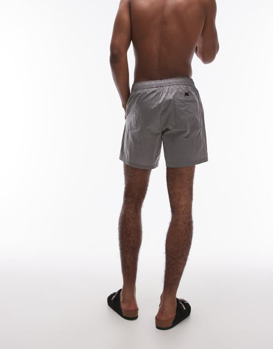 Topman metallbaddräkt i kolgrå - Image 3