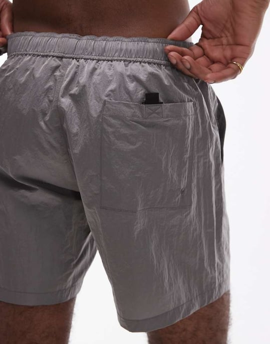 Topman metallbaddräkt i kolgrå - Image 4
