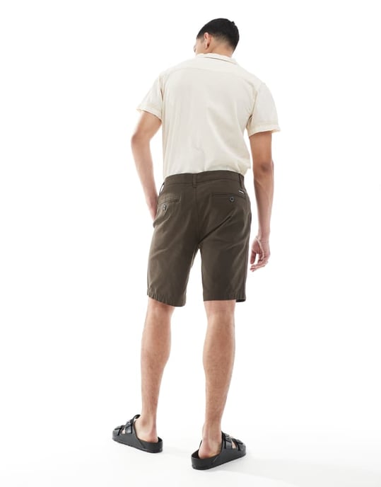 Trådslitna chinoshorts i chokladbrun - Image 4